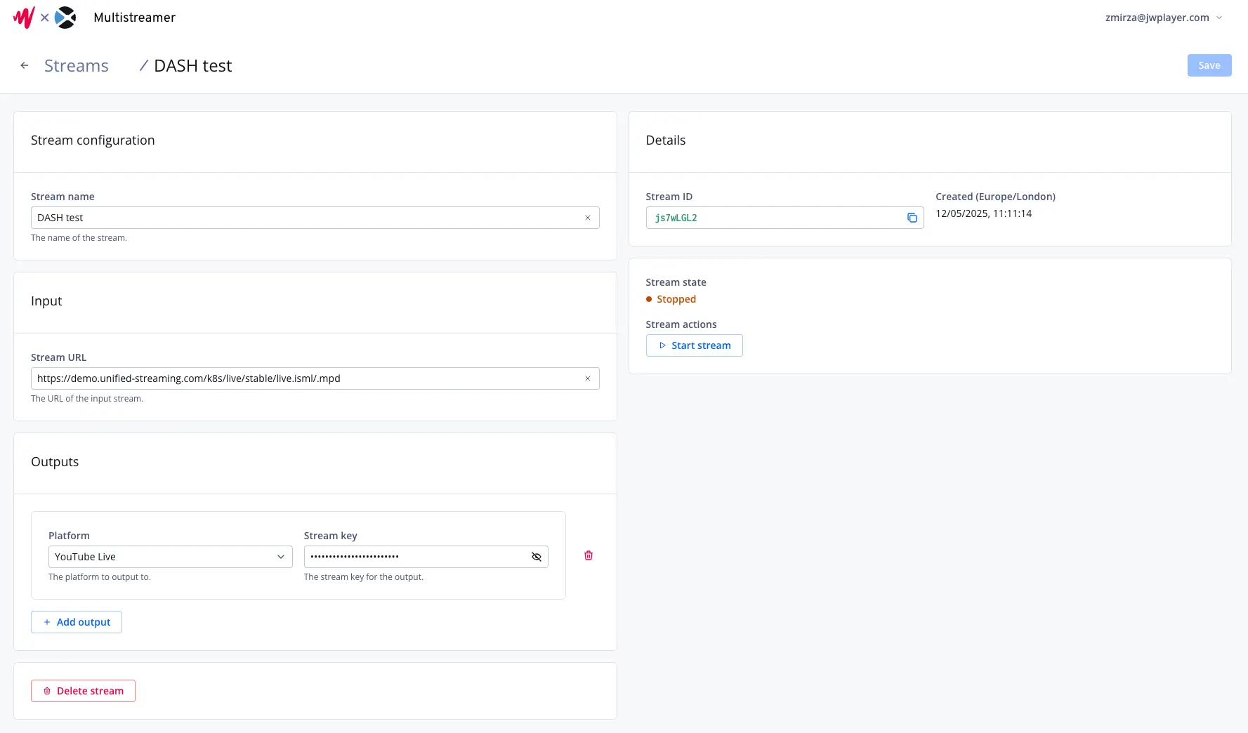 Screenshot of the Multistreamer UI